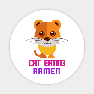 Cat eating ramen Magnet